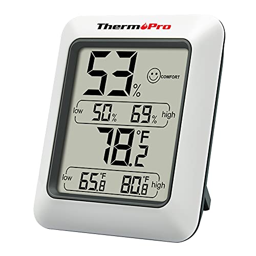 ThermoPro TP50 Higrómetro digital Termómetro interior Termómetro de habitación e indicador de humedad con monitor de humedad y temperatura